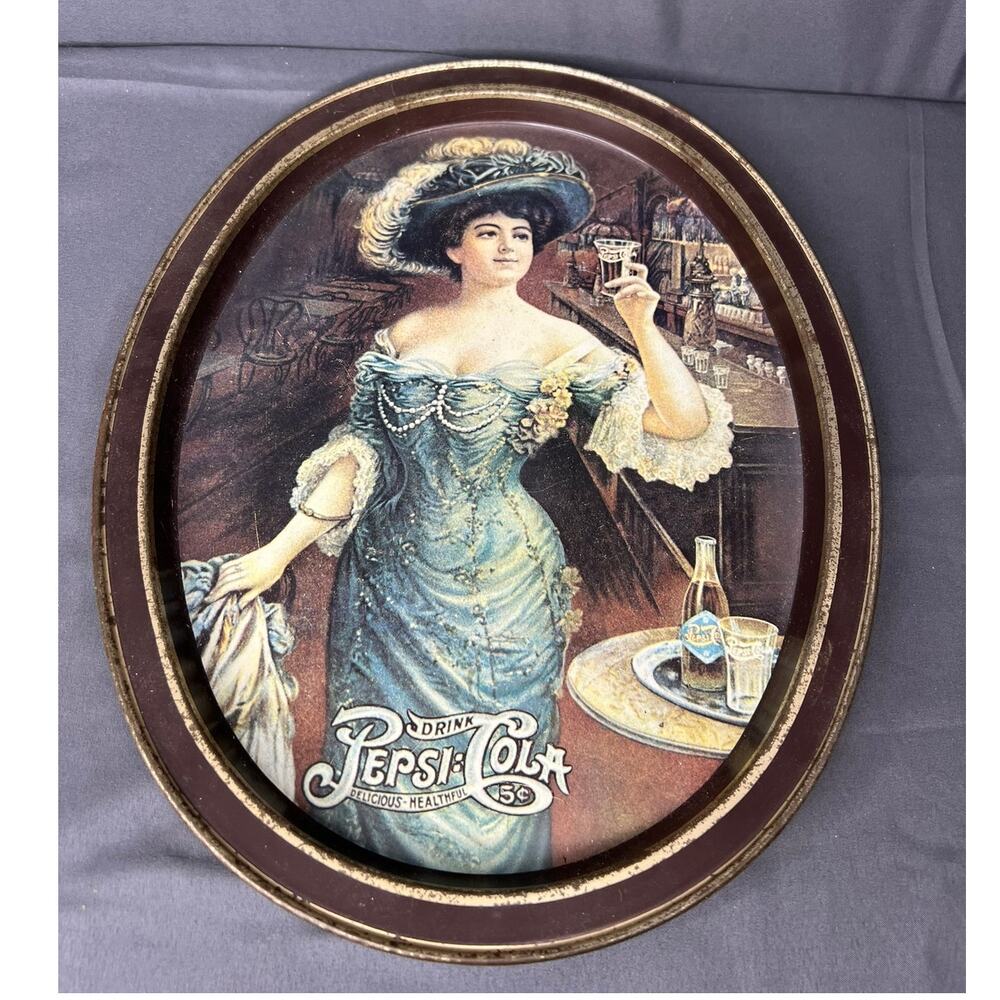 Vintage Metal Pepsi Platter 15x12" Great Condition!